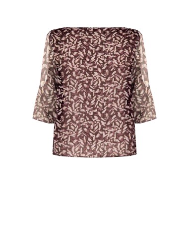 Vloeiende Curvy-blouse van georgette met druppelvormige halslijn, blote schouders en lurexdetails – Rinascimento Curvy