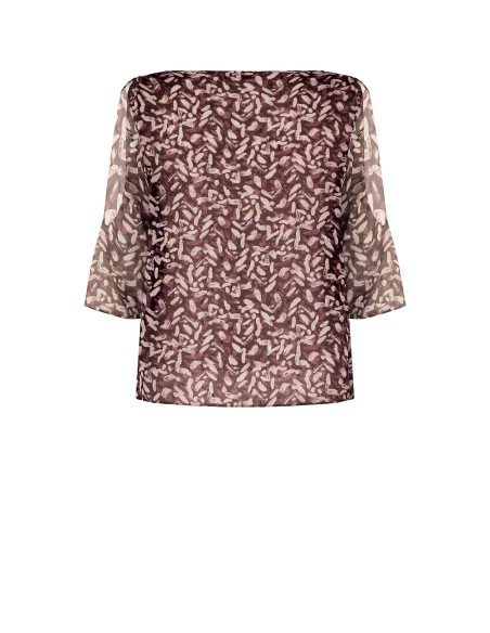 Vloeiende Curvy-blouse van georgette met druppelvormige halslijn, blote schouders en lurexdetails – Rinascimento Curvy
