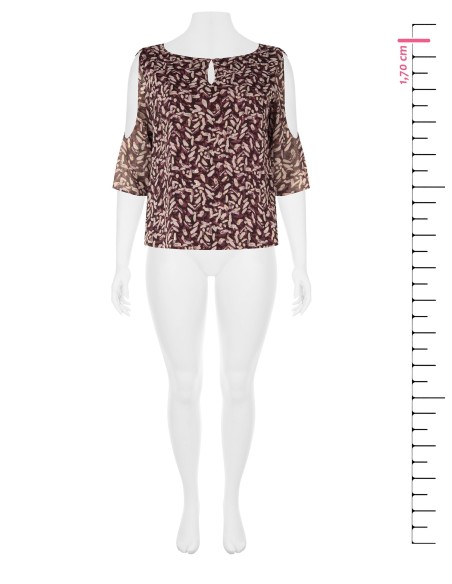 Vloeiende Curvy-blouse van georgette met druppelvormige halslijn, blote schouders en lurexdetails – Rinascimento Curvy