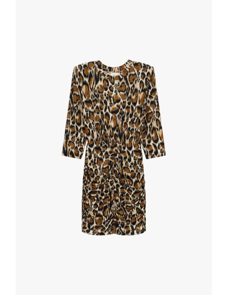 Korte jurk met dierenprint en rimpeldetails Dixie