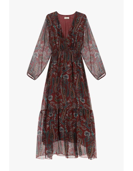 Robe longue à imprimé cachemire avec manches amples Dixie