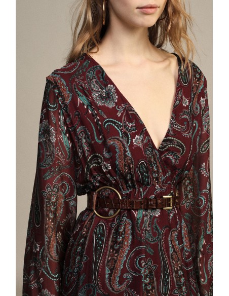 Robe longue à imprimé cachemire avec manches amples Dixie