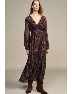 Lange paisleyjurk met wijde mouwen Dixie