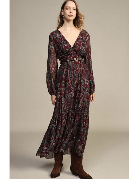 Robe longue à imprimé cachemire avec manches amples Dixie