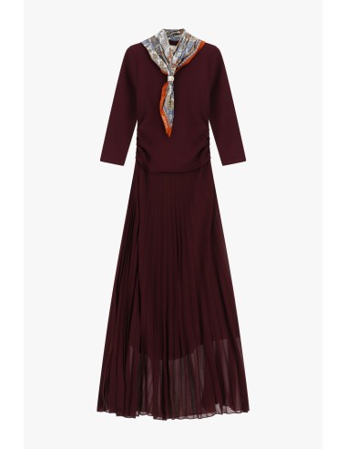 Robe longue avec jupe plissée et foulard imprimé Dixie
