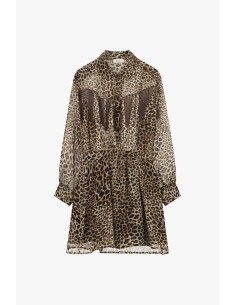 Robe courte à imprimé animalier avec franges et ceinture Dixie