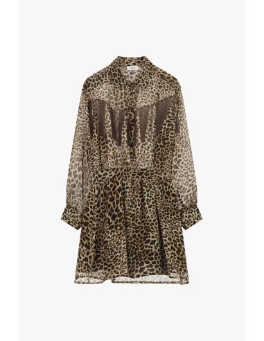 Robe courte à imprimé animalier avec franges et ceinture Dixie