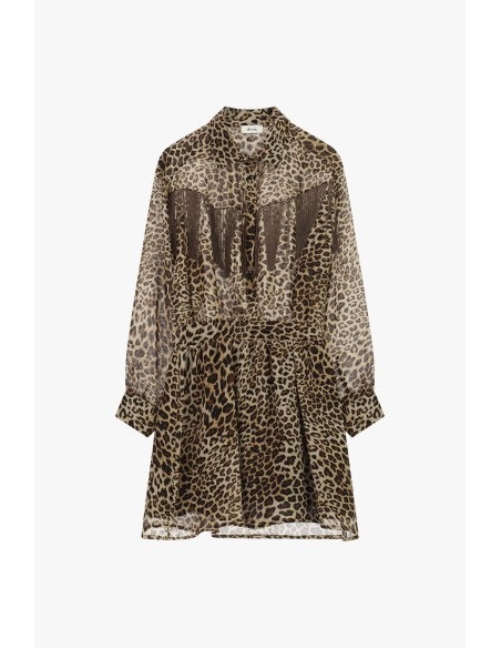 Robe courte à imprimé animalier avec franges et ceinture Dixie