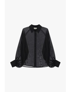 Uitlopende blouse met wijde mouwen en transparante details Dixie