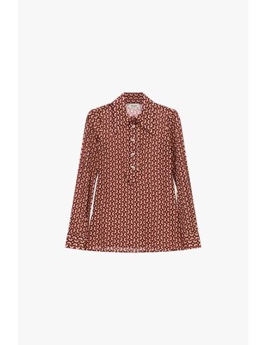 Dixie-blouse met geometrisch patroon en knopen aan de voorkant