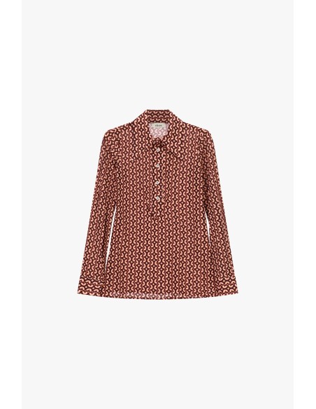 Dixie-blouse met geometrisch patroon en knopen aan de voorkant