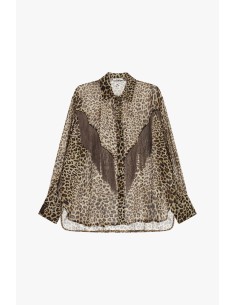 Chemise oversize animalière avec franges décoratives Dixie