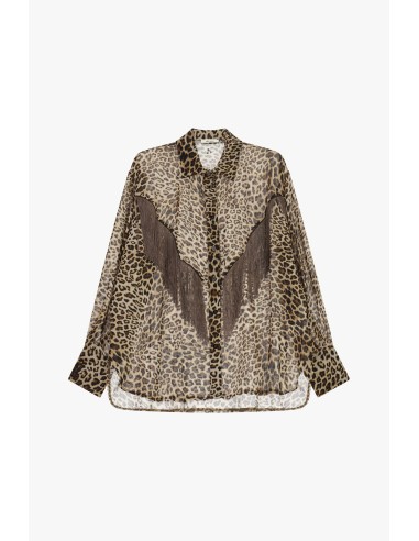 Chemise oversize animalière avec franges décoratives Dixie