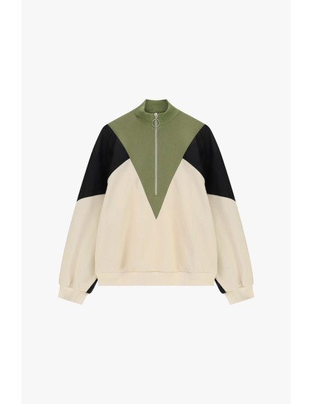 Sweatshirt zonder capuchon met rits en geometrische details Dixie