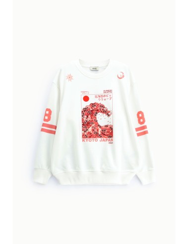 Dixie-sweatshirt met ronde hals, Kyoto-print en grafische details