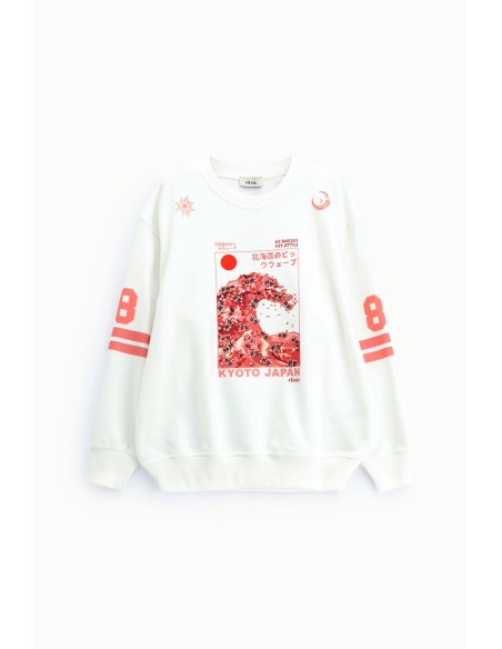 Sweat-shirt à col rond imprimé Kyoto avec détails graphiques Dixie
