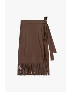 Jupe midi à franges avec ceinture latérale Dixie