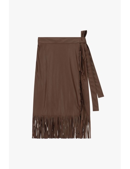 Jupe midi à franges avec ceinture latérale Dixie
