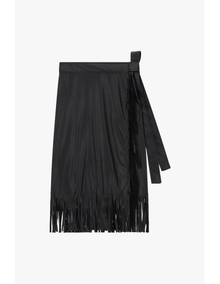 Jupe midi à franges avec ceinture à nouer Dixie
