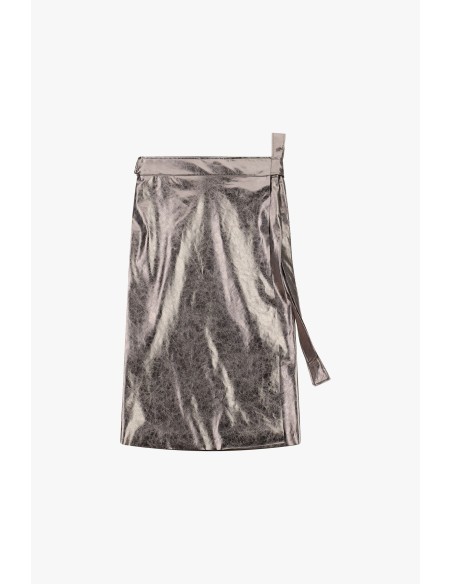 Dixie midi-rok met metallic effect en zijbandje