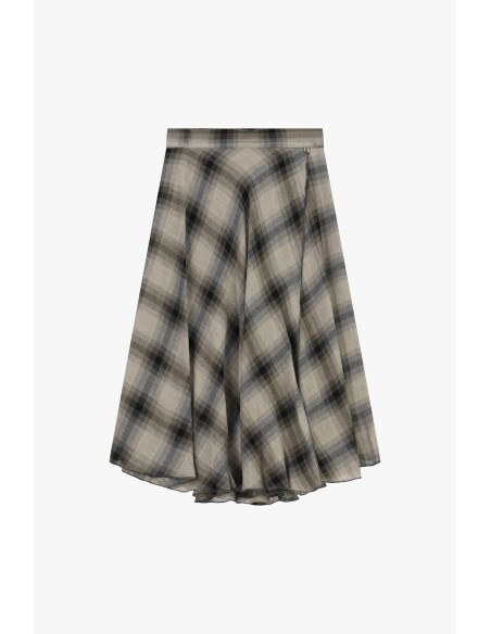 Dixie uitlopende midi-rok met ruitpatroon en normale taille