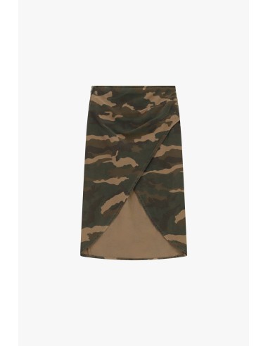 Jupe portefeuille à motif camouflage, longueur midi, Dixie