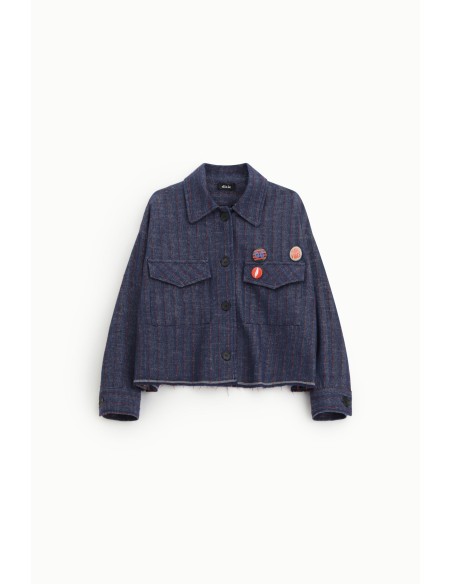 Korte gestreepte blazer met opgestikte zakken Dixie