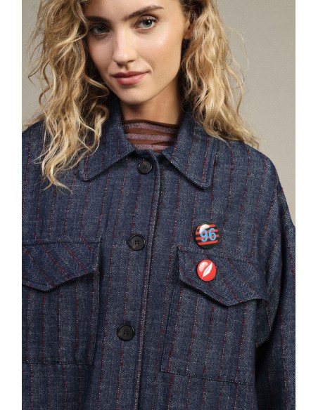 Korte gestreepte blazer met opgestikte zakken Dixie