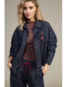 Korte gestreepte blazer met opgestikte zakken Dixie