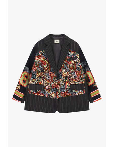 Oversized blazer met paisley- en streeppatroon Dixie