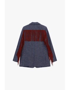 Blazer rayé Dixie avec longues franges décoratives 2