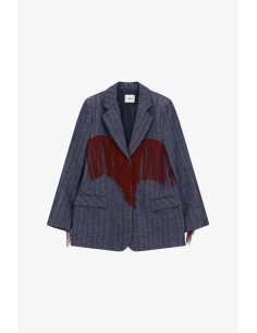 Blazer rayé Dixie avec longues franges décoratives