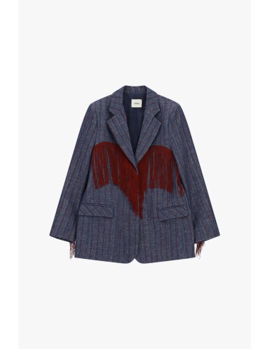 Blazer rayé Dixie avec longues franges décoratives