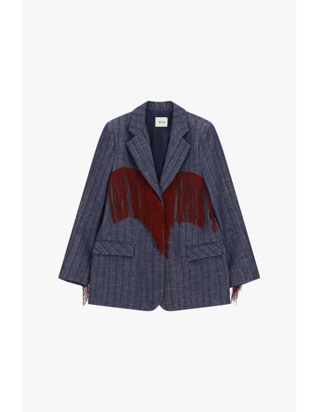 Blazer rayé Dixie avec longues franges décoratives