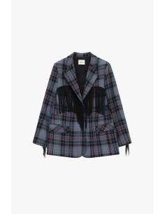 Blazer à carreaux avec franges et poches frontales Dixie