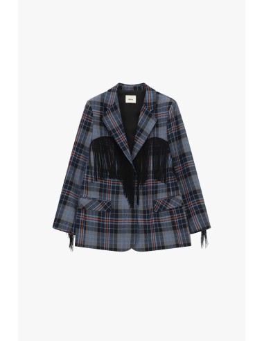 Blazer à carreaux avec franges et poches frontales Dixie