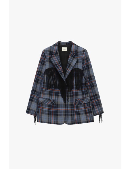Blazer à carreaux avec franges et poches frontales Dixie