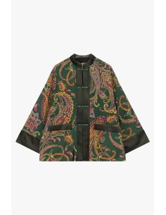 Manteau ample à motif cachemire avec fermeture à nœuds Dixie