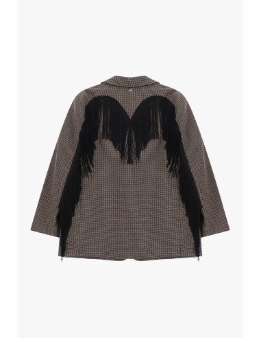 Blazer à carreaux avec franges décoratives et poches Dixie