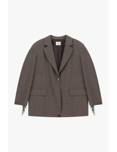 Blazer à carreaux avec franges décoratives et poches Dixie