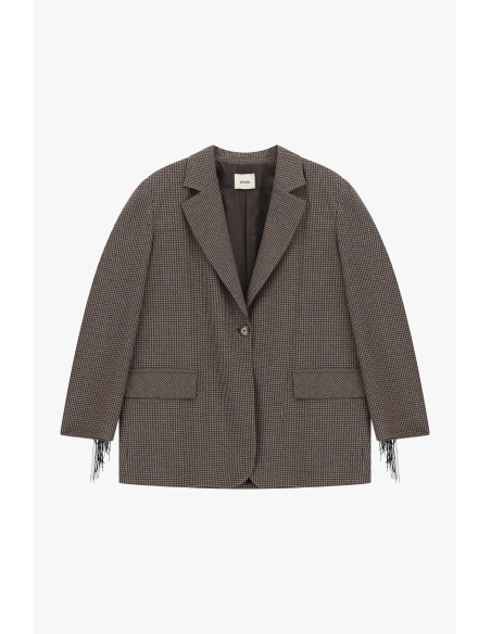Blazer à carreaux avec franges décoratives et poches Dixie