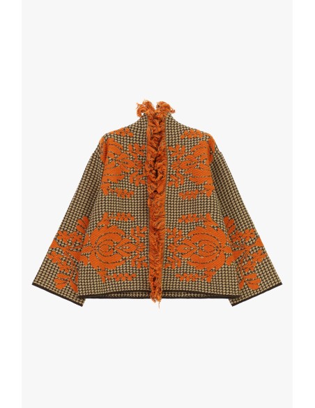 Cape jacquard à motif floral et franges Dixie
