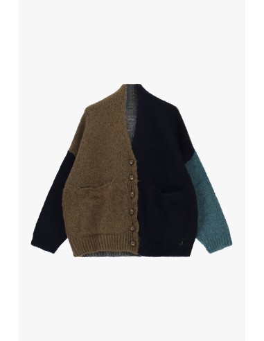 Cardigan à boutons et motif à blocs de couleurs Dixie