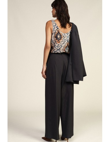 Pantalon palazzo taille haute à pinces Dixie