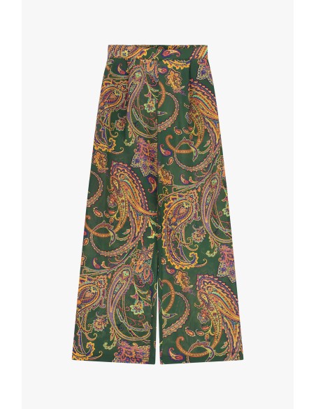 Pantalon palazzo fantaisie paisley taille haute Dixie