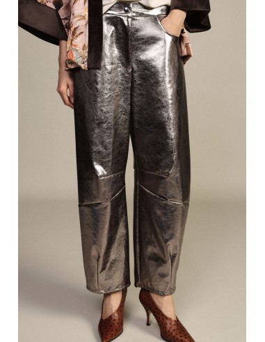 Pantalon large effet cuir taille haute Dixie