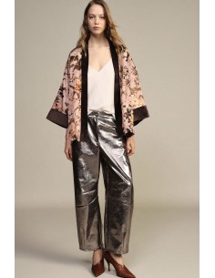 Pantalon large effet cuir taille haute Dixie