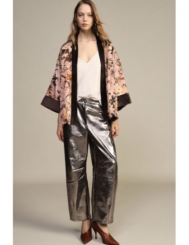 Pantalon large effet cuir taille haute Dixie