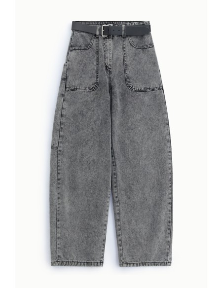 Jean balloon avec grandes poches et ceinture Dixie