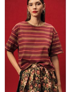Dixie T-shirt met strepen, losse pasvorm en ronde hals